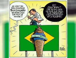 Cartunista francês mostra Jair Messias Bolsonaro cagando o Brasil