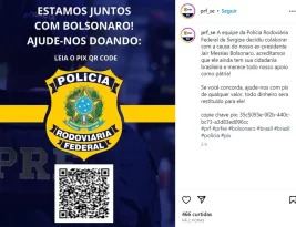 Página da PRF em Sergipe pede doações em Pix para Bolsonaro
