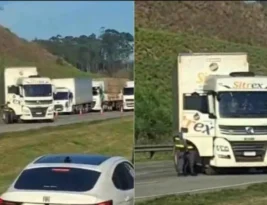 Carreta com bomba fica atravessada em pista de São Paulo; há suspeita de sequestro