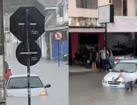 Temporal causa transtornos e deixa carros submersos em ruas de João Pessoa